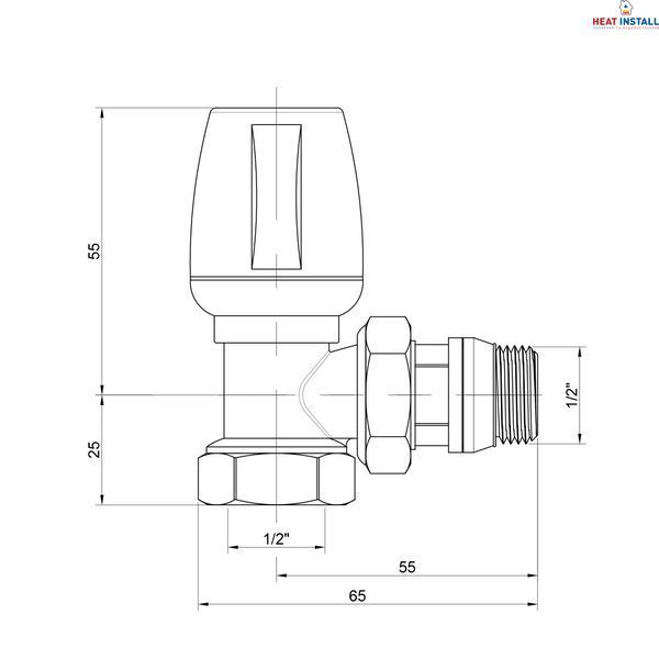 Кран радіаторний Icma 1/2" з антипротіканням кутовий з ручкою №802+940 SD00005549 фото