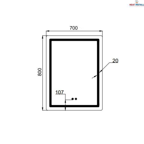 Дзеркало Qtap Mideya (MI2) 700х800 з LED-підсвічуванням Touch, з антизапотіванням, димером, рег. яскравості QT2078DCF7080 SD00054585 фото