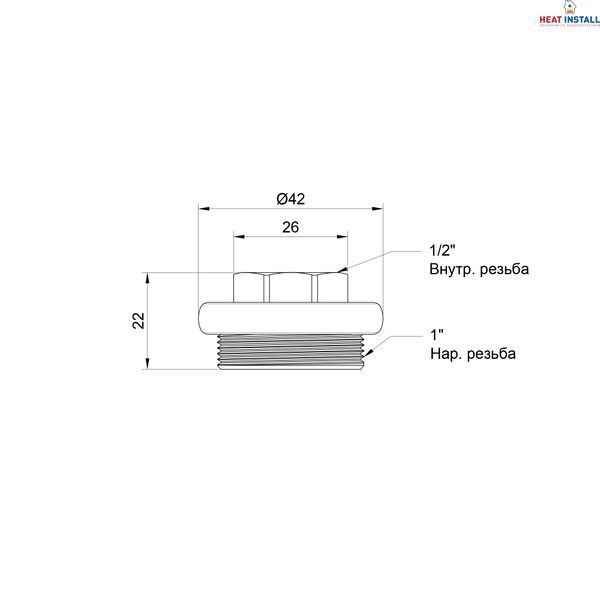 Футорка радіаторна Thermo Alliance Standart 1"х1/2" ліва SD11515S SD00004608 фото