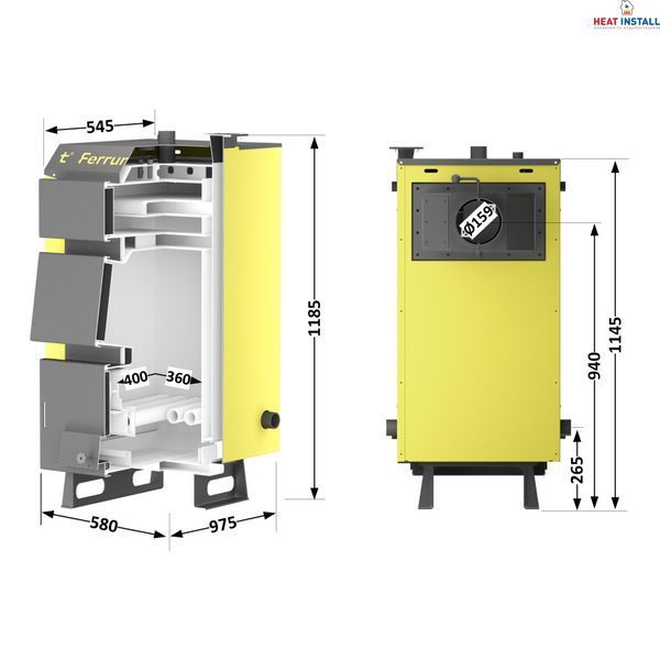 Котел твердопаливний сталевий Thermo Alliance Ferrum W V 5.0 FW 14 SD00053215 фото