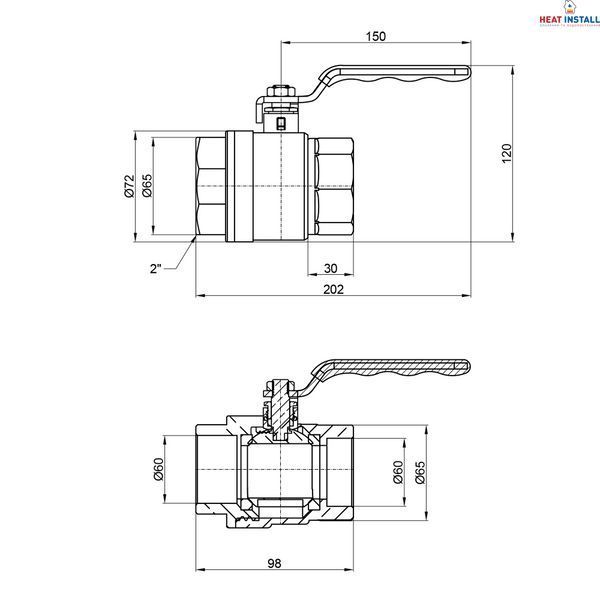 Кран кульовий Thermo Alliance Standart 2" ВР для води (важіль) SD600NW50PN40 SD00021331 фото