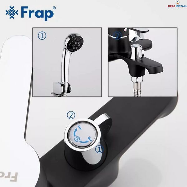 Змішувач для ванни Frap F3242, чорний/хром 1033665 фото