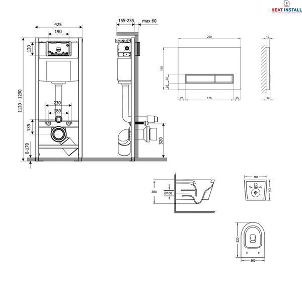 Готове рішення Qtap для ванної кімнати: підвісний унітаз Jay Ultra Quiet 520x360x320 + комплект інсталяції Nest 4 в 1 (лінійна клавіша White) SD00054304 фото