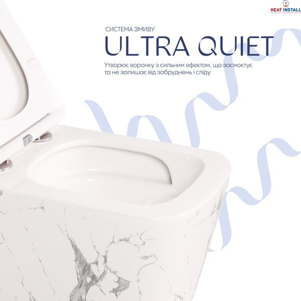 Унітаз підвісний Tern Ultra Quiet 490&times;365&times;325 мм, Marble, з сидінням Slim Duroplast / Soft-close / Quick Release QT17332303ASMR Qtap SD00054291 фото