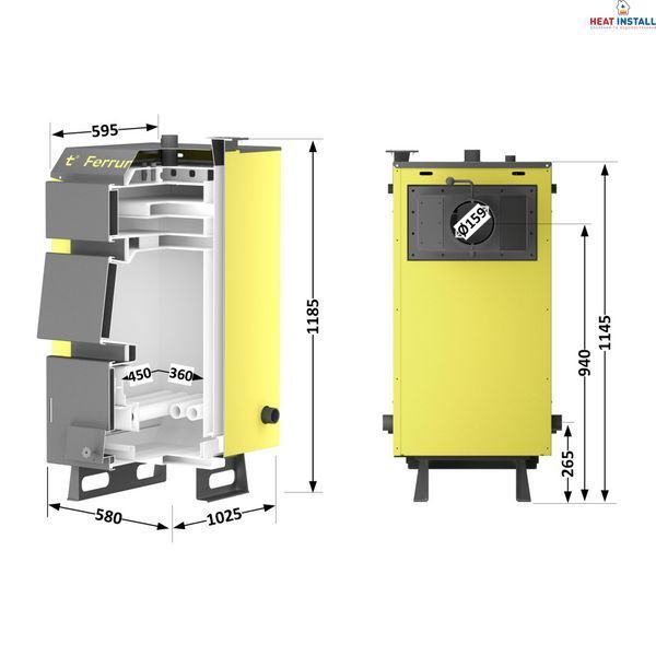 Котел твердопаливний сталевий Thermo Alliance Ferrum W V 5.0 FW 18 SD00053216 фото