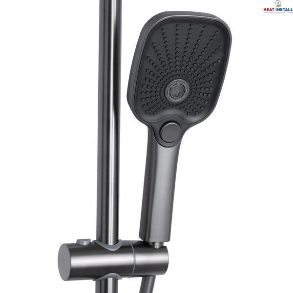 Душова система універсальна Qtap Gemini на три споживача (з виливом) QTGEM111GMB45688 Gunmetal Black PVD SD00051812 фото