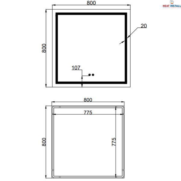 Дзеркало Qtap Mideya (MI1) 800x800 з LED-підсвічуванням Touch, з антизапотіванням, димером, рег. яскравості QT2078NCF808048477 SD00054601 фото
