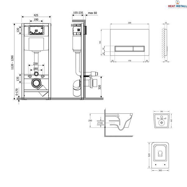 Готове рішення Qtap для ванної кімнати: підвісний унітаз Crow Ultra Quiet 520x360x290 + комплект інсталяції Nest 4 в 1 (лінійна клавіша White) SD00054305 фото