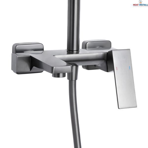 Душова система універсальна Qtap Gemini на три споживача (з виливом) QTGEM111GMB45688 Gunmetal Black PVD SD00051812 фото