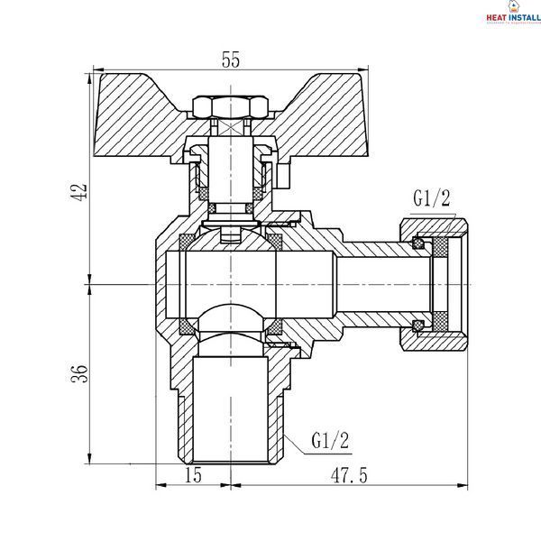 Кран кульовий з накидною гайкою SD Forte1/2" ВЗ для води кутовий SF224W15 SD00017977 фото