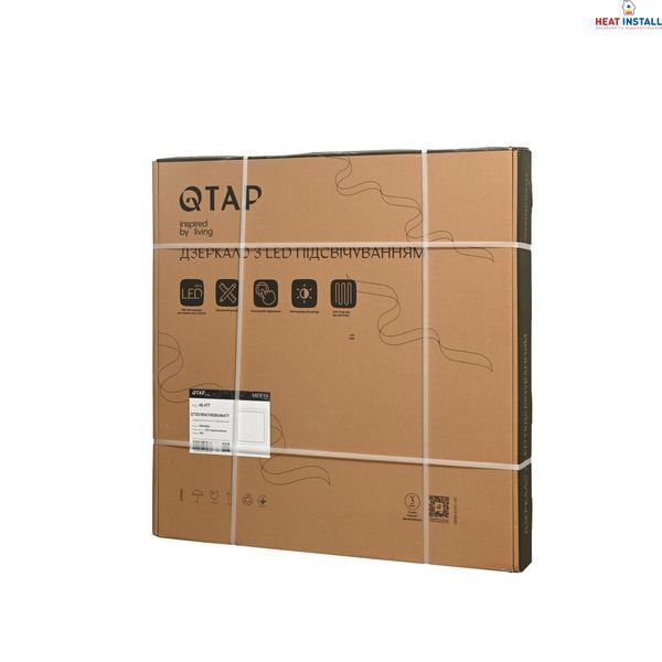 Дзеркало Qtap Mideya (MI1) 800x800 з LED-підсвічуванням Touch, з антизапотіванням, димером, рег. яскравості QT2078NCF808048477 SD00054601 фото