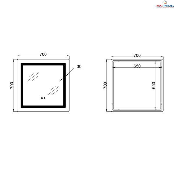 Дзеркало Lidz Kubis (KU2) 700х700 з LED-підсвічуванням Touch, з антизапотіванням, з димером, рег. яскравості LDKU70070049288 SD00055412 фото