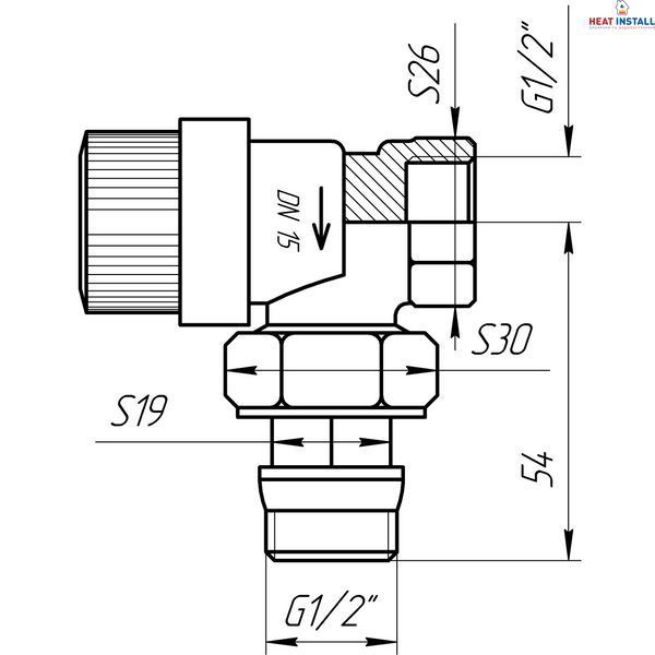 Кран радіаторний кутовий Q PROFESSIONAL 1/2&Prime; NV-QP5007 під ключ з ущільнювачем 000023479 фото