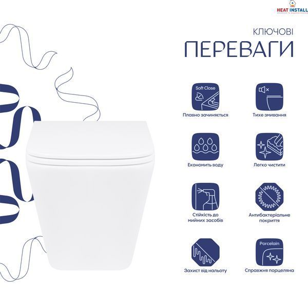 Унітаз підвісний Qtap Tern безобідковий з сідінням Soft-close QT1733052ERW SD00037240 фото