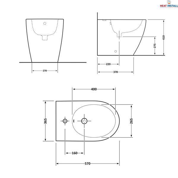 Біде підлогове Qtap Robin 565x360x405 Matt black QT13442141CMB SD00043834 фото