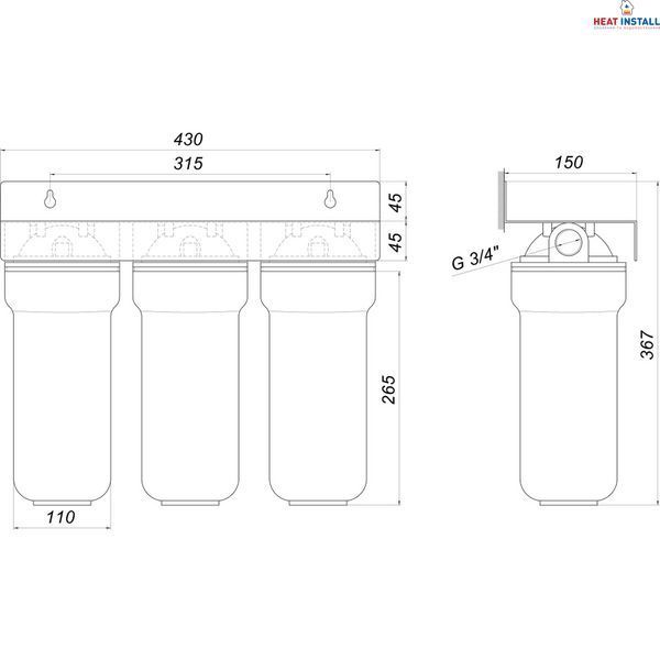 Система 3-х ступеневого очищення Bio+ systems NSL103, 3/4&Prime; 000018052 фото
