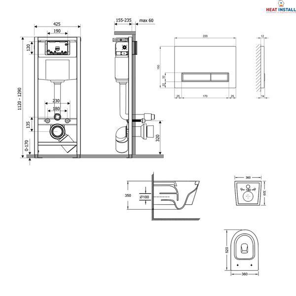Готове рішення Qtap для ванної кімнати: підвісний унітаз Swan Ultra Quiet 520x360x320 + комплект інсталяції Nest 4 в 1 (лінійна клавіша White) SD00054306 фото