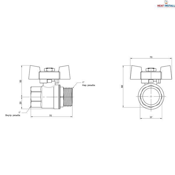 Кран кульовий Thermo Alliance Standart 1" ВЗ для води (метелик) SD607NW25PN40 SD00021334 фото