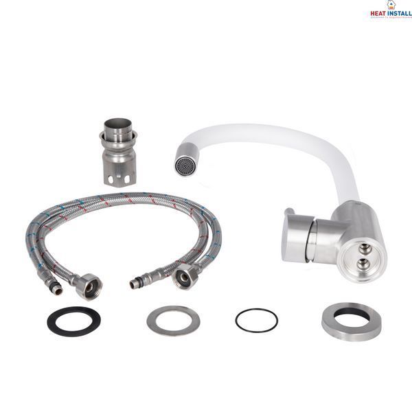 Змішувач для кухні Lidz Aria 015F3 з гнучким виливом (k35) LDARI015F3WHI43362 White / Nickel SD00049485 фото
