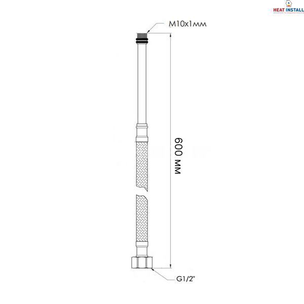 Шланг для підключення змішувача Thermo Alliance Standart (пара) 60 см NYLON M10x1/2"В довга ігла TAS386W60L SD00053000 фото