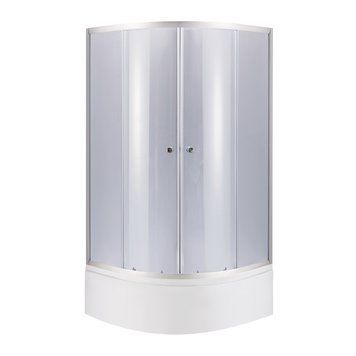 Душова кабіна Latwa SC90x90.SAT.HIGH.GR полукругла, скло тон 4 мм + Душовий піддон KAPIELKA ST90x90x41, з панеллю Lidz SD00050796 фото