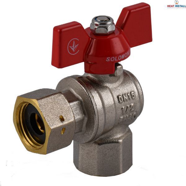 Кран кульовий кутовий з накидною гайкою SOLOMON 1/2&Prime; ВВ PN40 (V3002-S) 000031949 фото