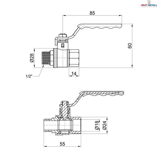 Кран кульовий Thermo Alliance Standart 1/2" ВЗ для води (важіль) SD605NW15PN40 SD00021335 фото