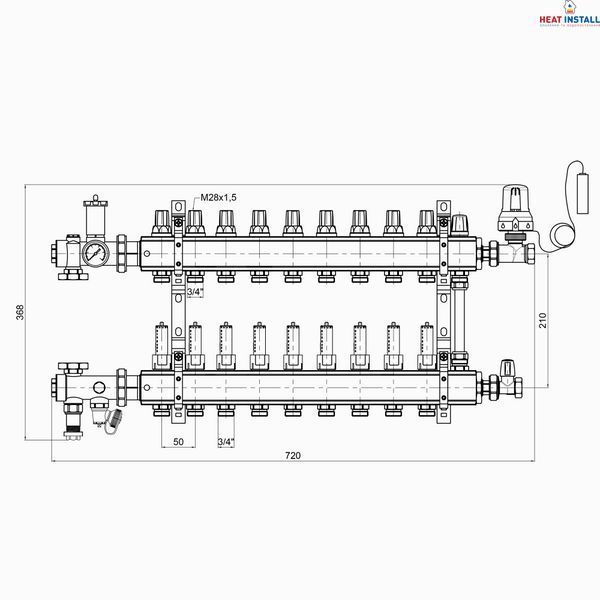Колекторна група Icma 3/4" 9 виходів, з витратоміром №A2K013 SD00021932 фото