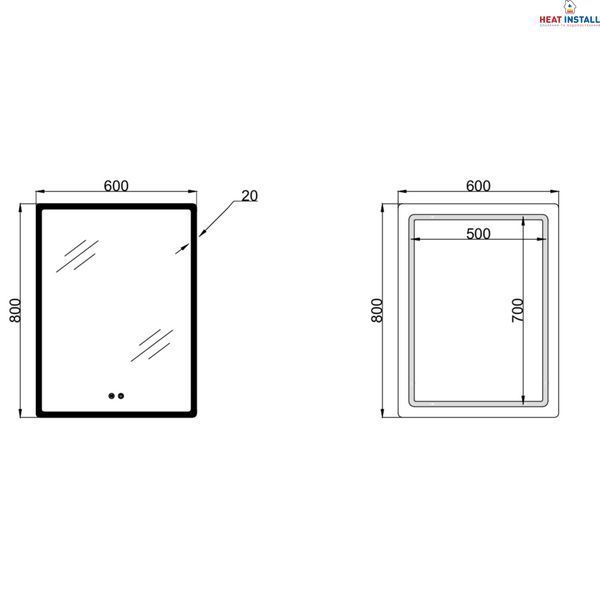 Дзеркало Lidz Orion (OR2) 600х800 з LED-підсвічуванням Touch, з антизапотіванням, з димером, рег. яскравості LDOR60080049292 SD00055416 фото