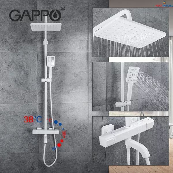 Душова система з термостатом GAPPO G2491-8, вилив - перемикач на лійку, білий 1041347 фото