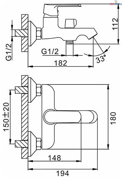 Змішувач для ванни Frap F2231, білий/хром 1034088 фото