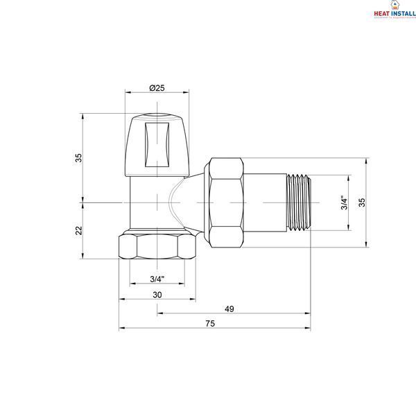 Кран радіаторний Icma 3/4" кутовий без ручки №805 SD00005600 фото