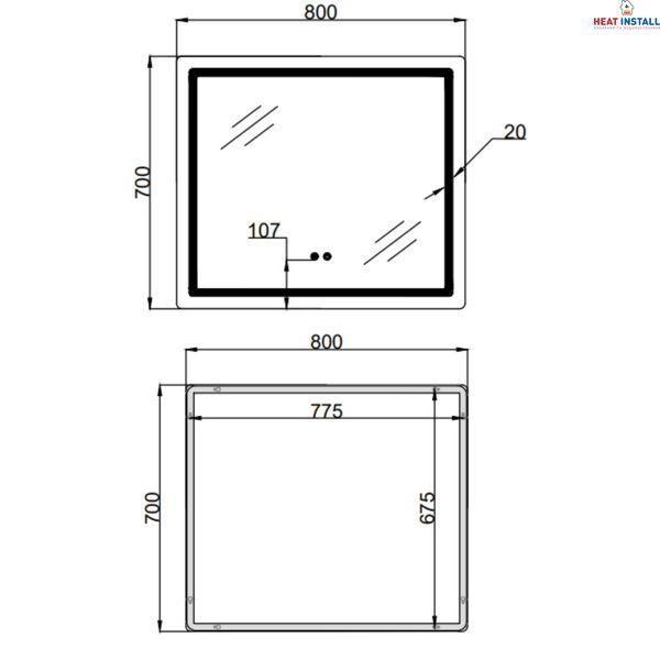 Дзеркало Qtap Mideya (MI2) 800х700 з LED-підсвічуванням Touch, з антизапотіванням, з димером, рег. яскравості QT2078NCF807048476 SD00054600 фото