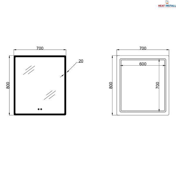 Дзеркало Lidz Orion (OR2) 700х800 з LED-підсвічуванням Touch, з антизапотіванням, з димером, рег. яскравості LDOR70080049293 SD00055417 фото
