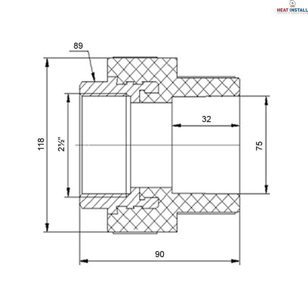 Муфта PPR Blue Ocean 75х2" 1/2 ВР SD00006403 фото