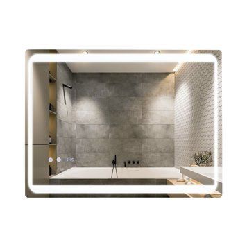 Дзеркало Qtap Mideya 800х600 з LED-підсвічуванням Touch, з антизапотіванням, з годинником, димером QT2078NCF8060W SD00051755 фото