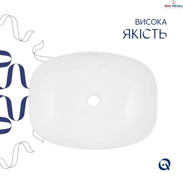 Комплект Qtap Cardinal: Раковина накладна 600x380x140 мм, White, овальна + Донний клапан Pop-up PU02 SD00054589 фото