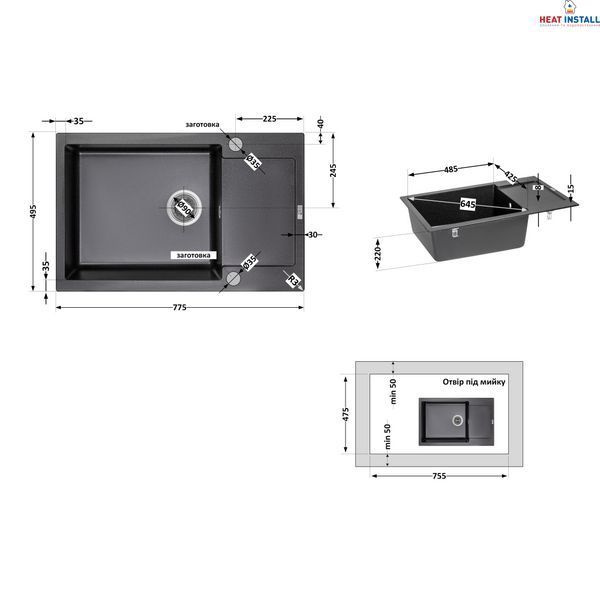 Кухонна мийка Lidz 781x510/200 BLM-14 (LIDZBLM14781510200) SD00044543 фото