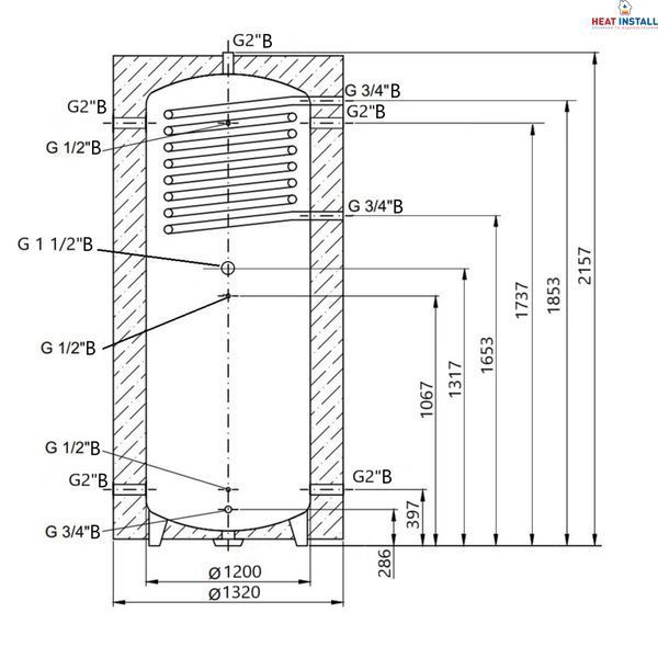 Теплоакумулятор Thermo Alliance TAI-10 2000 з теплообмінником 1,4 кв. м з ізоляцією 60 мм SD00046646 фото