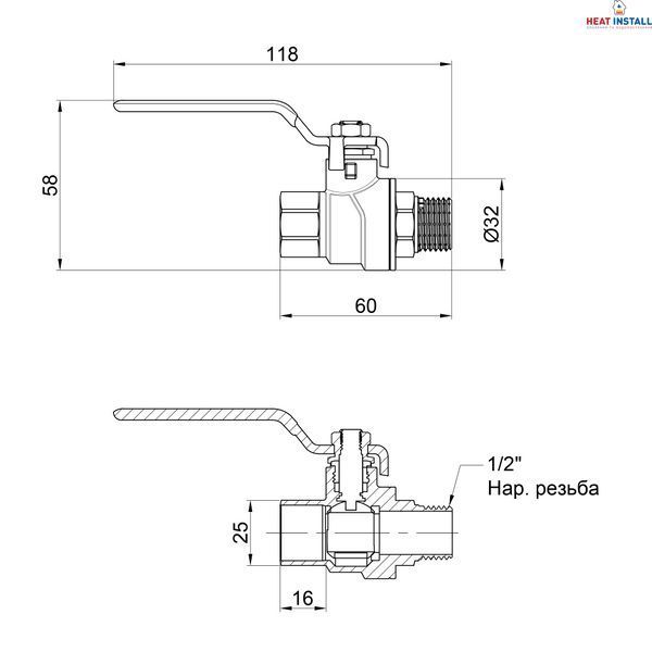 Кран кульовий Thermo Alliance Forte 1/2" ВЗ для води (ручка) SF605W15 SD00010582 фото