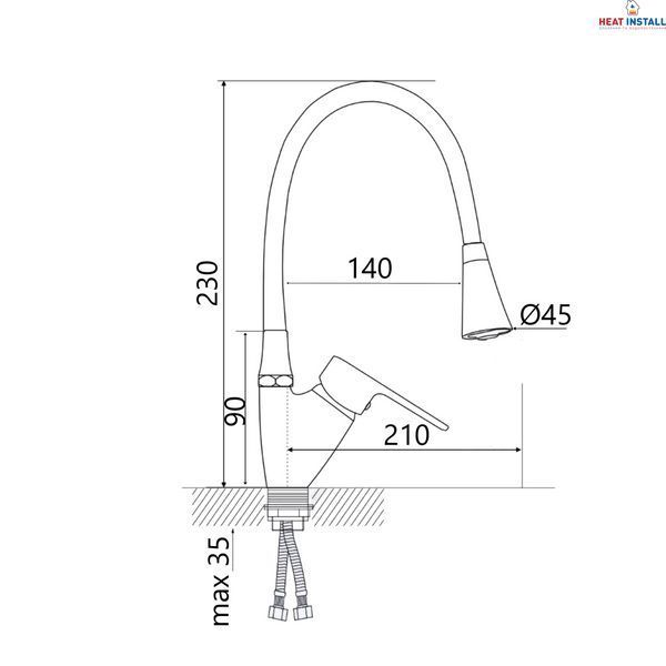 Змішувач для кухні Lidz Tani 007F3 з гнучким виливом (k40) LDTAN007F3GCR31869 Chrome/Grey SD00037970 фото