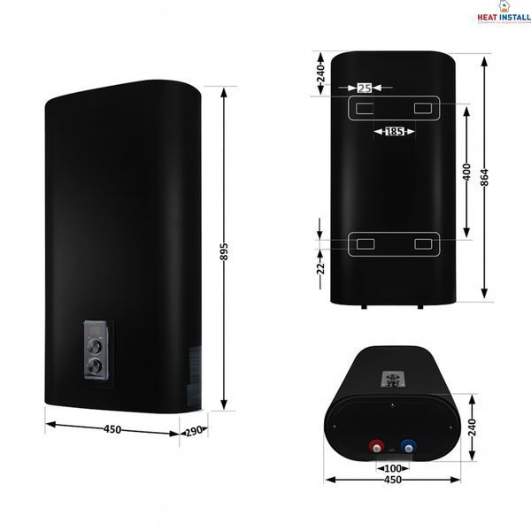 Водонагрівач електричний Thermo Alliance 50 л, Black, плоский, вертикальний, сухий ТЕН 2 кВт (0,8+1,2) DT50V20GPDD2B SD00054042 фото