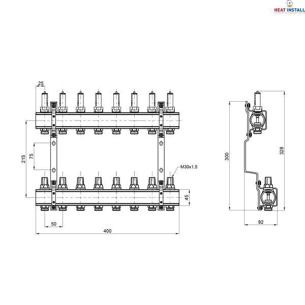 Колектор з витратомірами Thermo Alliance Forte 1" 8 виходів SF001W8 SD00039947 фото