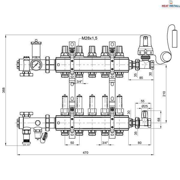 Колекторна група Icma 3/4" 5 виходів, з витратоміром №A3K013 SD00032797 фото