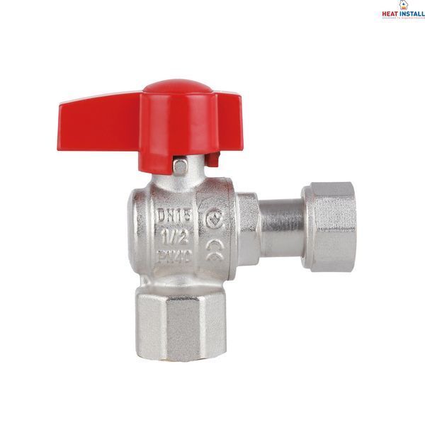 Кран кульовий Thermo Alliance Standart 1/2"ВВ кутовий, PN40, з накидною гайкою TAS223W15 SD00054689 фото