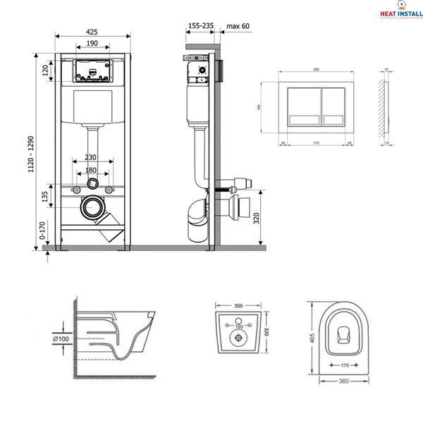 Готове рішення Qtap для ванної кімнати: підвісний унітаз Swan Ultra Quiet 485x360x320 + комплект інсталяції Nest 4 в 1 (квадратна клавіша Chrome) SD00051272 фото