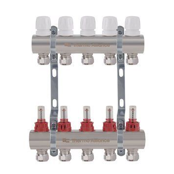 Колектор латунний з витратомірами та євроконусами Thermo Alliance Standart 1" на 5 виходів TAS235W5E SD00055266 фото