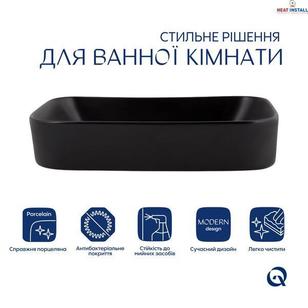 Раковина-чаша Qtap Scorpio 550х390х120 Matt black QT14112243MBN SD00052895 фото