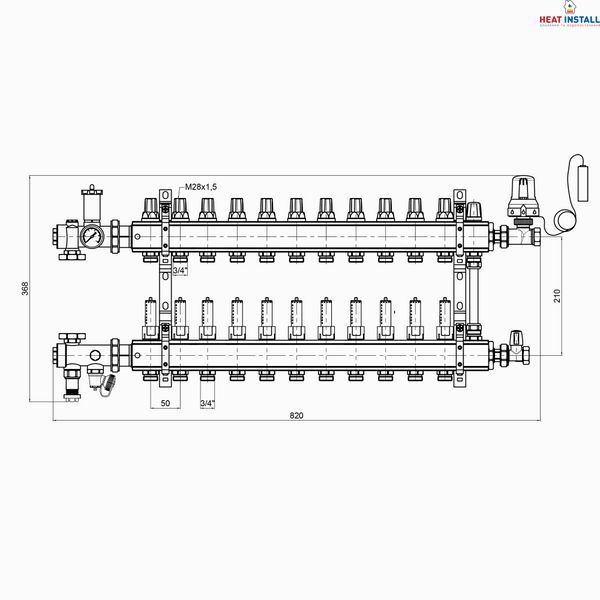 Колекторна група Icma 3/4" 11 виходів, з витратоміром №A2K013 SD00021934 фото