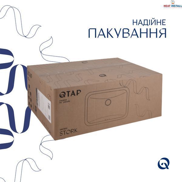 Комплект Qtap Stork: Раковина врізна прамокутна 535x365x190 мм White + Донний клапан PU02O SD00053417 фото